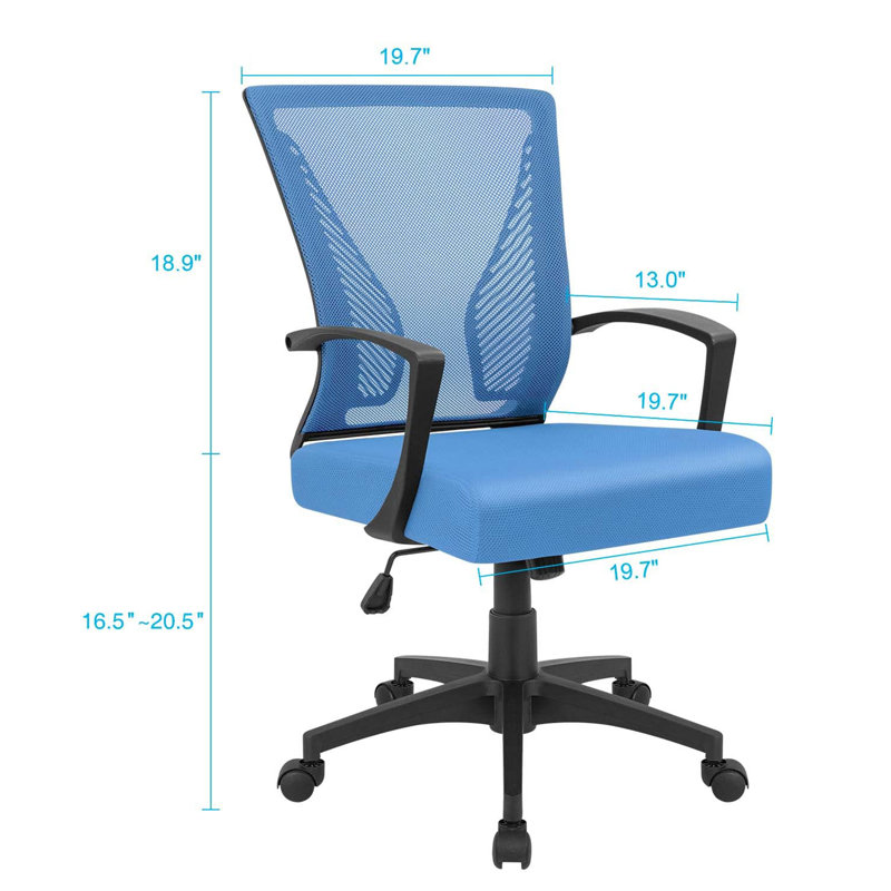 Chaise de bureau nervurée, Bleu