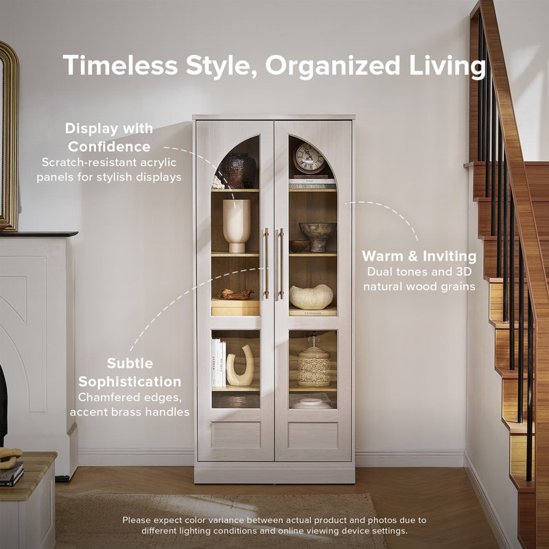 Latitude Run® Mahfuza Arched Tall Display Cabinet, White