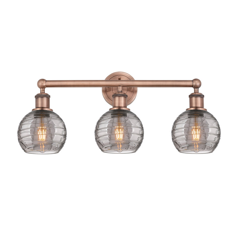 Cambria 3 - Light Dimmable Vanity Light, Antique Copper, Light Smoke