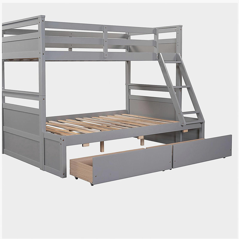 Lit simple avec rangement et lit double - Gris, Gris