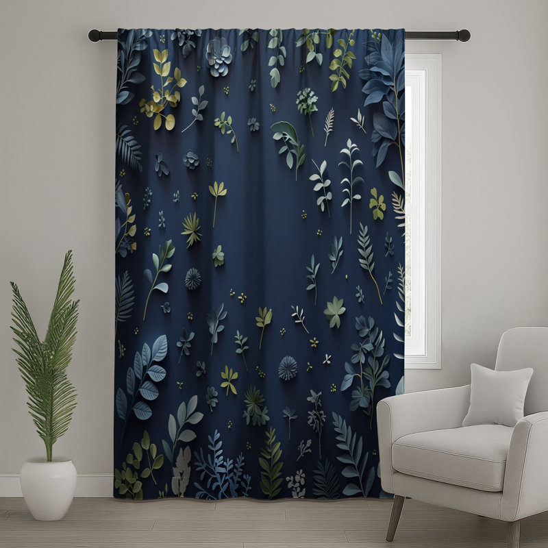 Rideaux à motif de feuilles, voilages et voilages à motif floral - 1 panneau, Blockout, 50" x 92" - 1 Panel