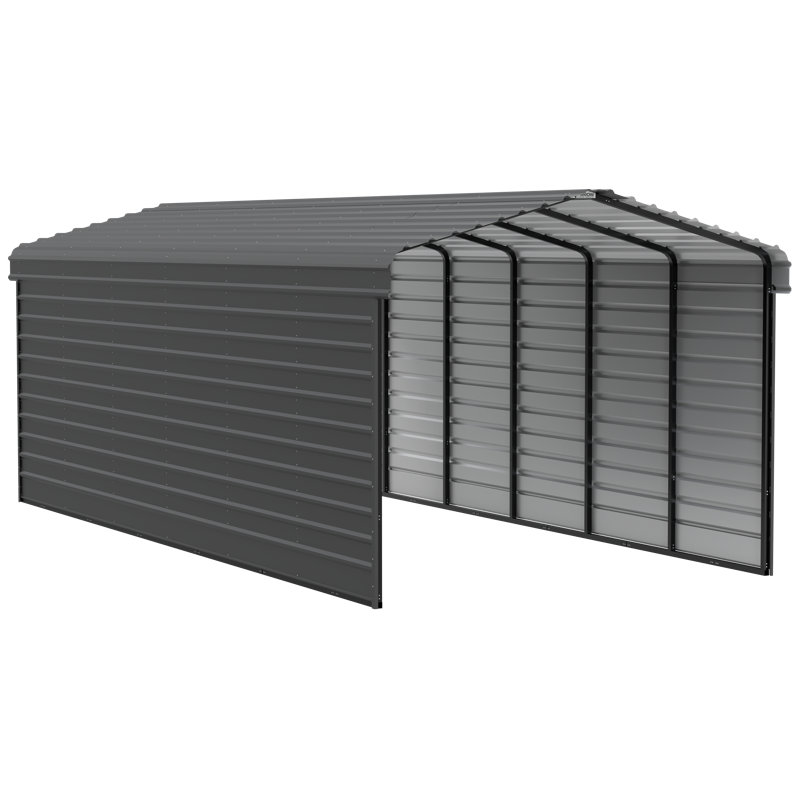 Abri d'auto en acier avec 2 ensembles de parois latérales, 12 x 29 x 9, Noir