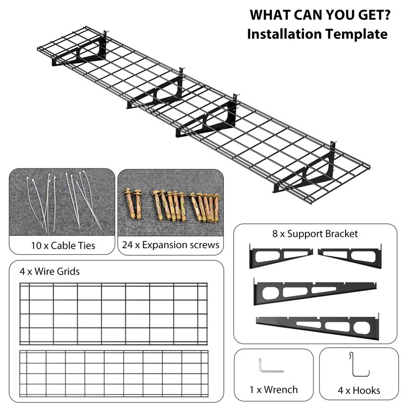 Metal Height -Adjustable Storage Rack, 183cm W x 60.96cm D