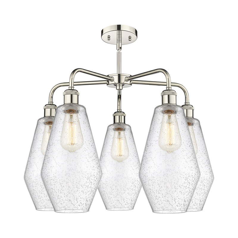Lustre géométrique à intensité variable en acier à 5 lumières Amylea, H 20 po x l 25 po x P 25 po, Nickel poli