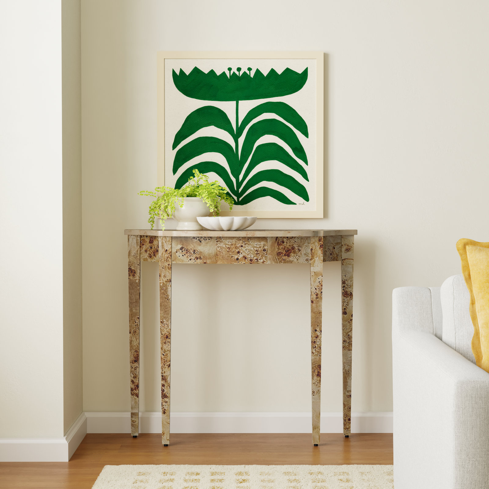 Kal 36" Burl Console Table, Natural Burl