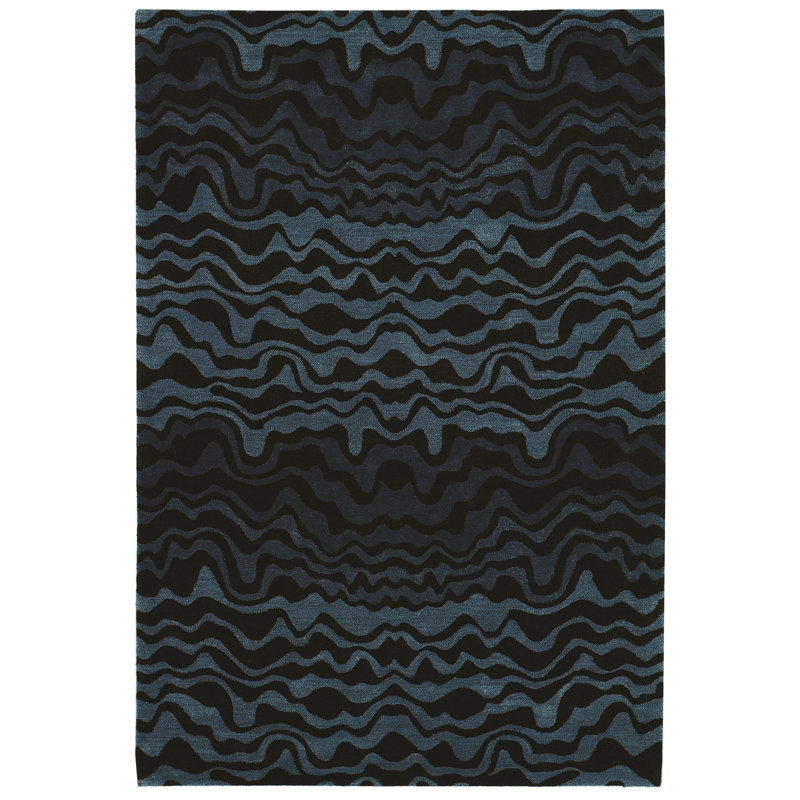 Tapis abstrait en laine et viscose touffeté à la main Candelo, Rectangle 7 pi 6 po x 9 pi 6 po