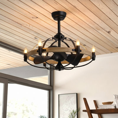 Arezo 27.17" Classic Black Caged Farmhouse Ceiling Fan With Light Kit And Remote Control