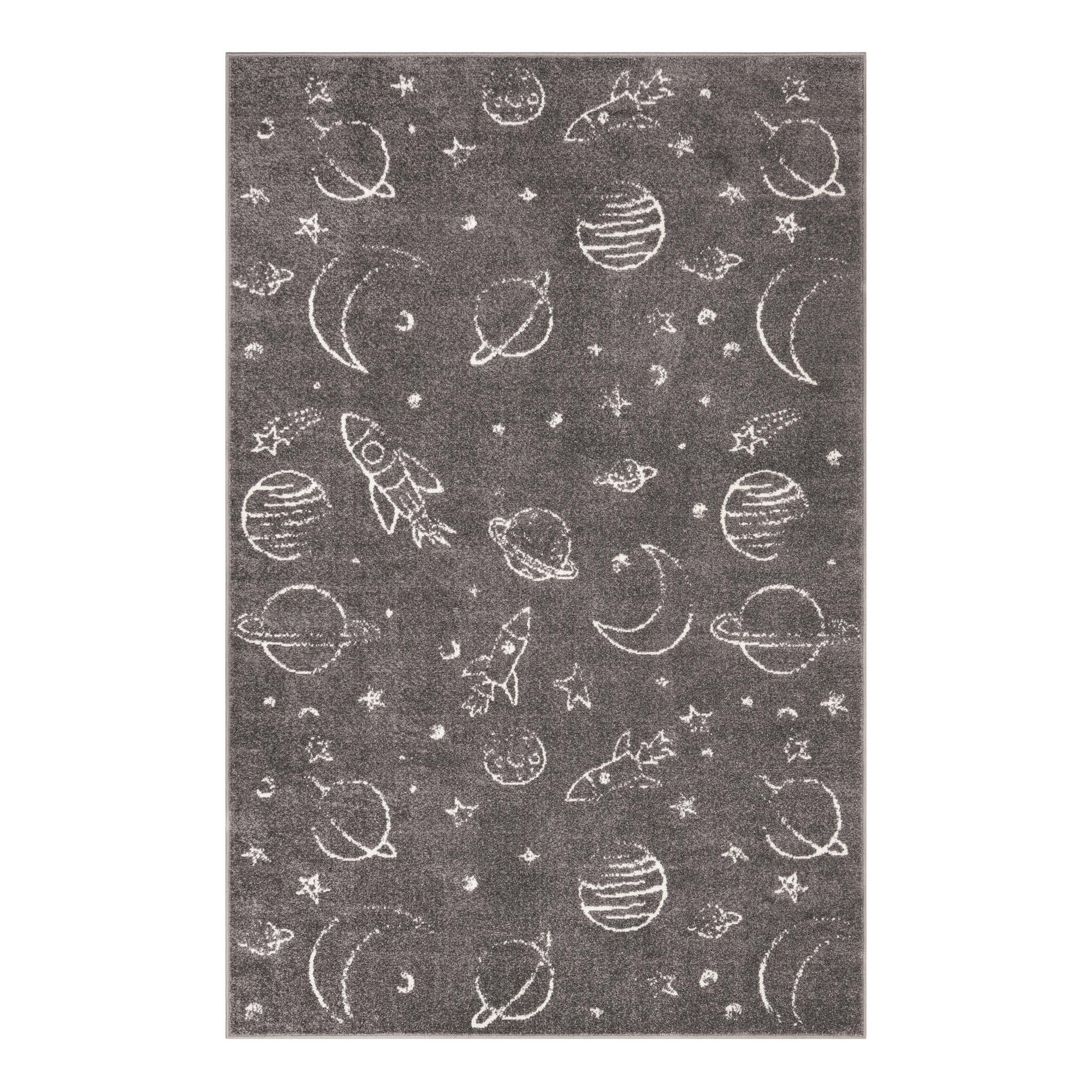 Kids Rug, Gray, Rectangle 5'3" x 8'