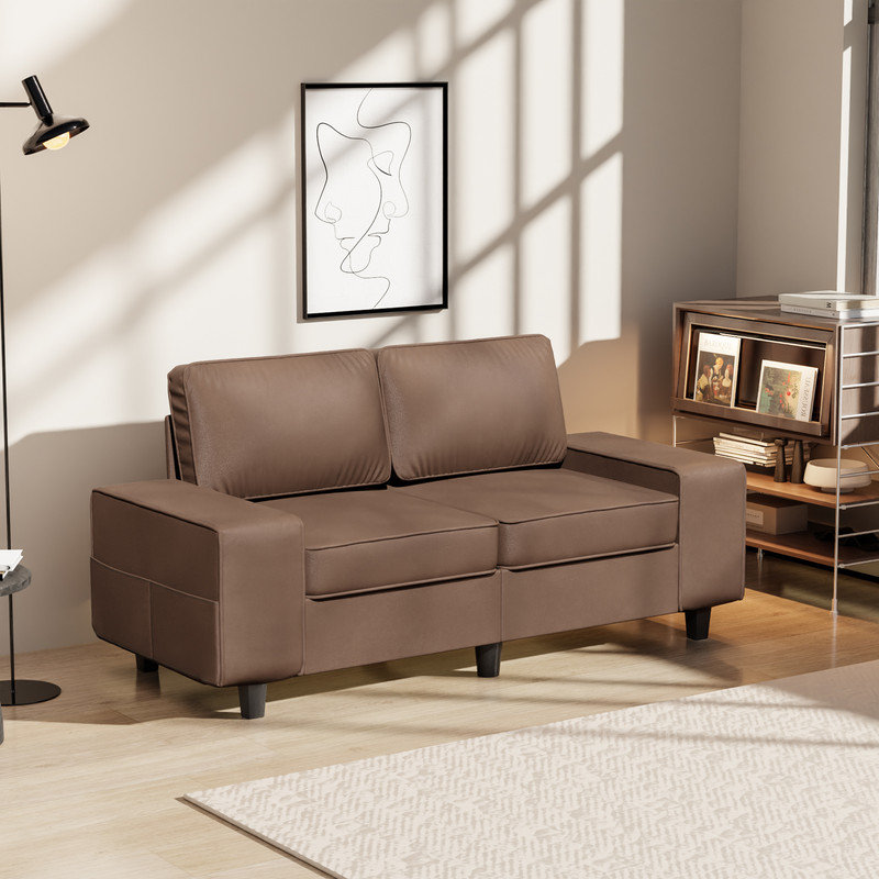 Canapé rembourré avec rangement, Mélange de polyester brun  , 2