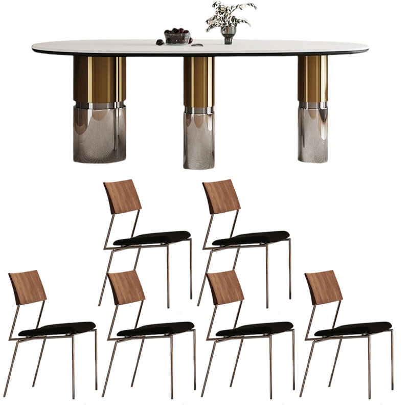 Light luxury modern high-end dining table sets, 29.5"H x 55.1"L x 31.5"W