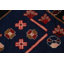 Tapis rouge / bleu en laine noué à la main de conception unique 6 pi 5 po x 10 pi années 1970 Danniella