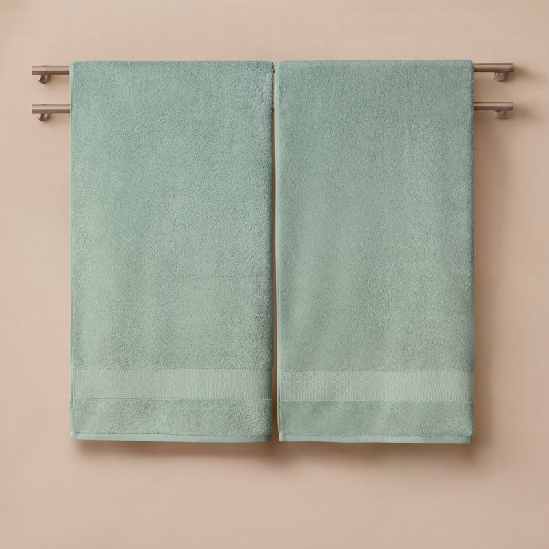 French Connection Solid Dobby Bath Sheets, Silt Green