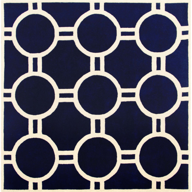Carolene Hand Tufted Wool Geometric Rug, Square 7'