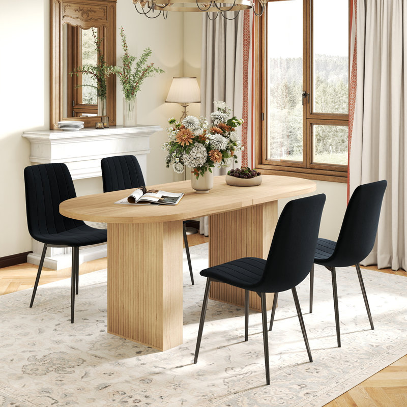 Ensemble de table de salle à manger Mid-Century, 5 pièces: table, 4 chaises, Chêne, Noir