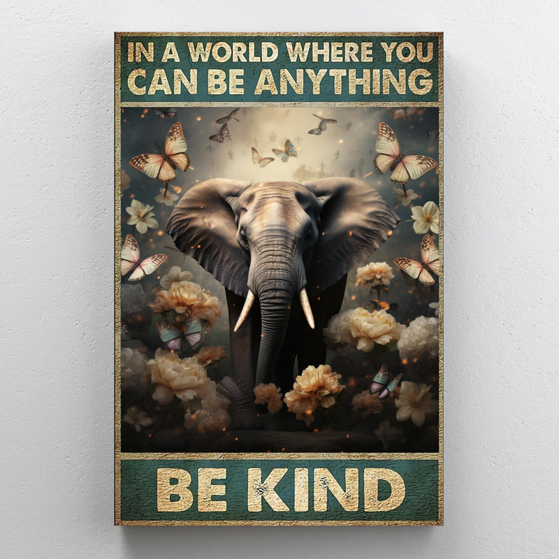 Maruta Elephant Be Kind 1, H 36 po x l 24 po x P 1,25 po