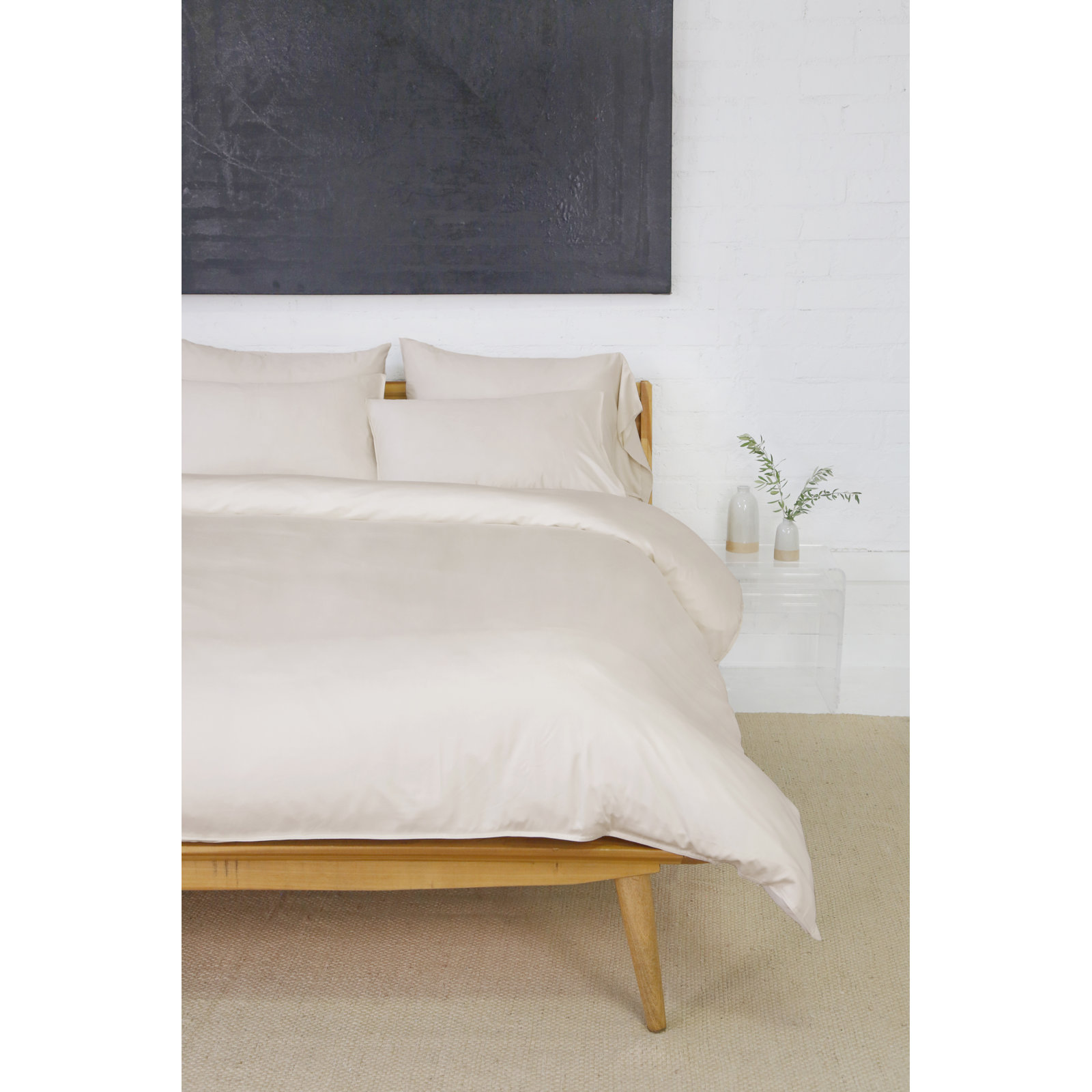 Parker Duvet Cover Set, King Duvet Cover + 2 King Shams, Sand, Rayon from Bamboo