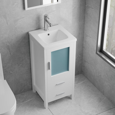  Meuble-lavabo simple 16 po avec plateau en céramique 16 po