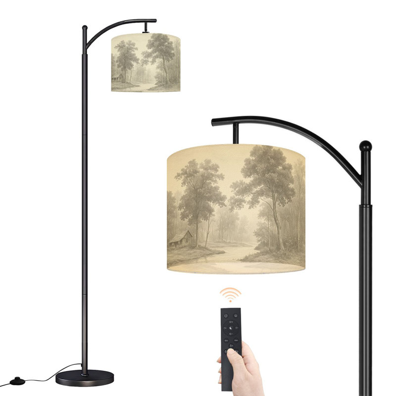Lampe sur pied en arc Serene Forest Landscape Tranquil Stream Small Cabin