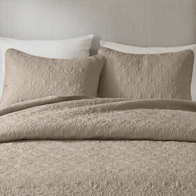 Quebec Khaki Reversible 3-Piece King/Cal King Quilt Set