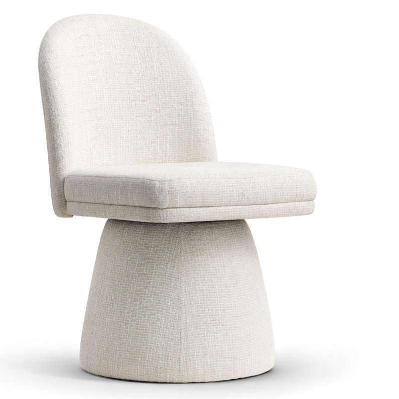 Chaise de bureau rembourrée et pivotante en tissu, Beige
