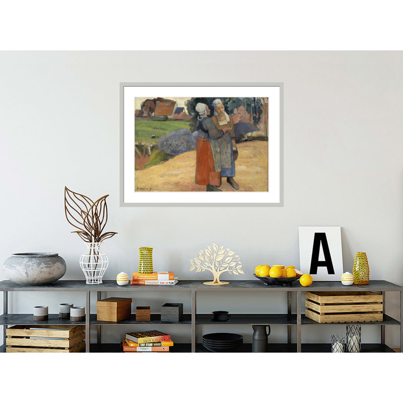 Paysanes bretonnes par Paul Gauguin - Estampe numérique encadrée, H 31,47 po x l 41,5 po