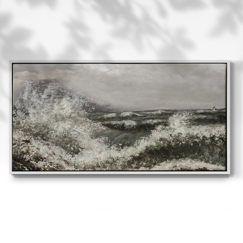 Série nautique - CD - Toile tendue avec châssis encadré - Prêt à être accroché, H 17 po x l 33 po, Blanc