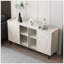 Buffet Buffet, armoire de rangement avec portes bleues, 2 tiroirs à panneaux uniques et 2 compartiments de rangement ouverts, armoire de bar moderne pour la cuisine, la salle à manger