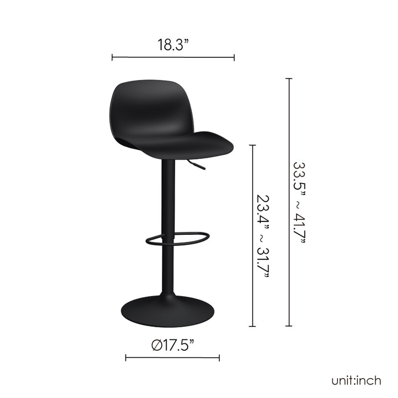 Tabouret de bar Doroty, Noir / Noir