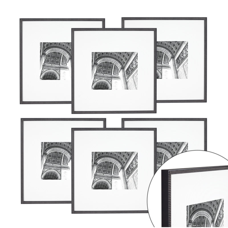 Cadre photo en bois - ensemble de 6, Noir, noir, noir, noir, 8 po x 8 po