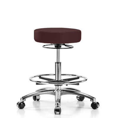 Adjustable Height Lab Stool with Footrest and Removable Casters/Wheels