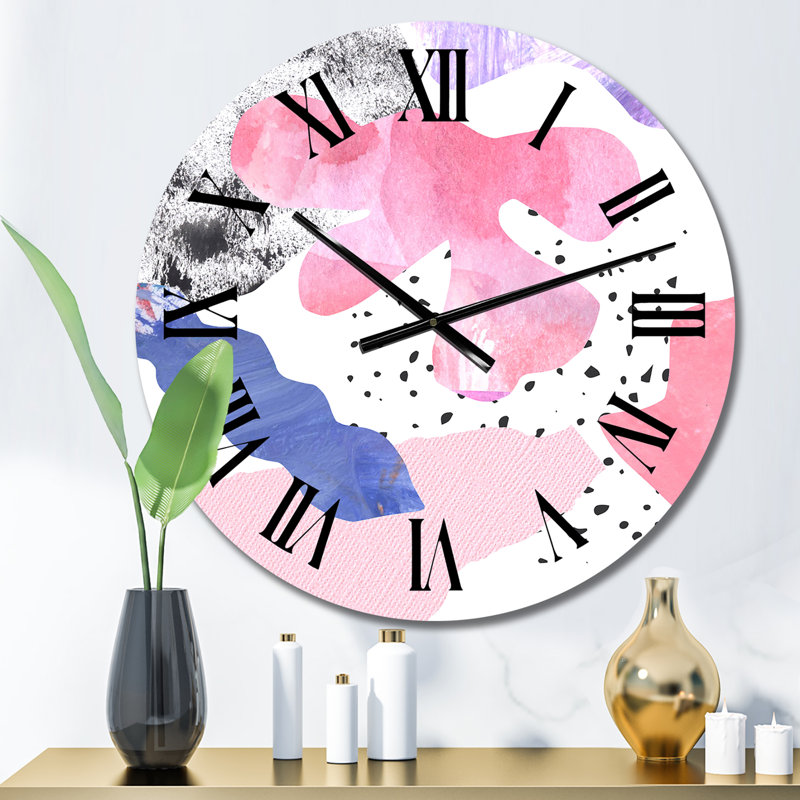 Abstrait rétro à pois - horloge murale moderne, Petit