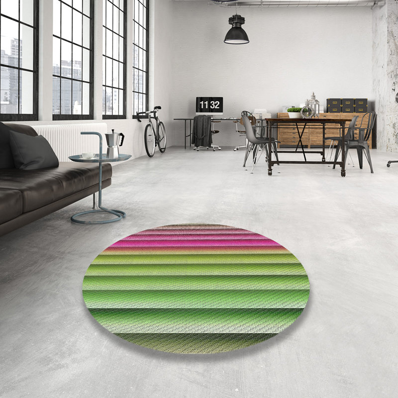 Politte Striped Indoor Rug, Round 8'