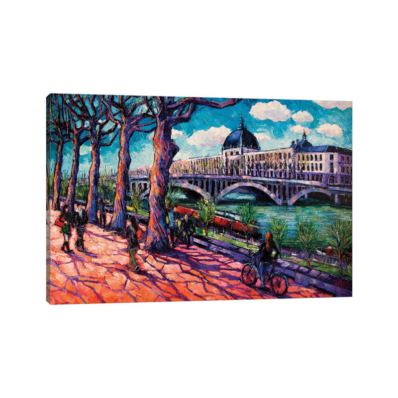 Spring On The Banks Of The Rhône Lyon France by Mona Edulesco - Wrapped Canvas Gallery-Wrapped Canvas Giclée