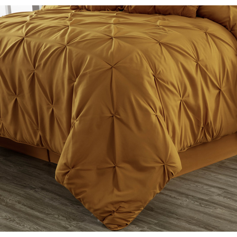 Sydney Pintuck Microfiber 7 Piece Comforter Set, Full Comforter + 6 Additional Pieces, Spice