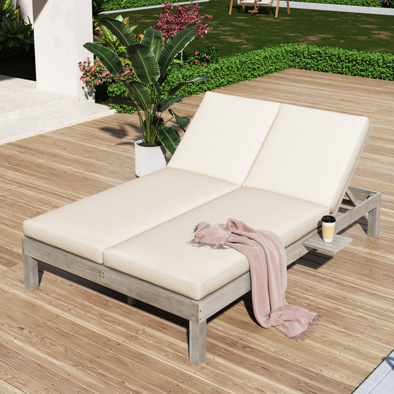 Lit de jour pour terrasse en bois massif de 66,62 po de largeur, Gris