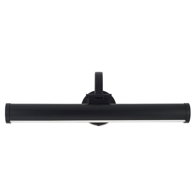 22.25" W x 7" H Integrated LED Adjustable Pivoting Picture Light Wall Sconce in Matte Black with Optional Plug-in and Cord Cover