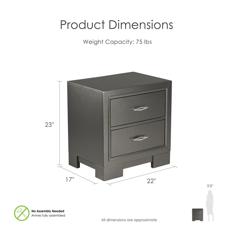 Anjelyna Bedroom Set, Full / Double, 3 Pcs: Bed, 2 Nightstands