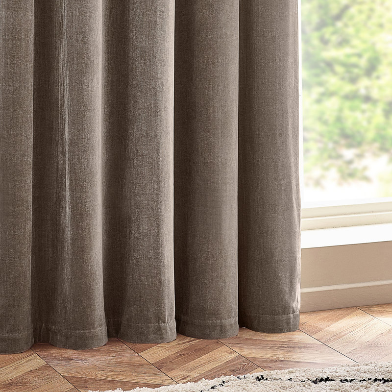 Heavy Chenille Room Darkening Eyelet Curtains, 229cm Width x 137cm Drop, Greige