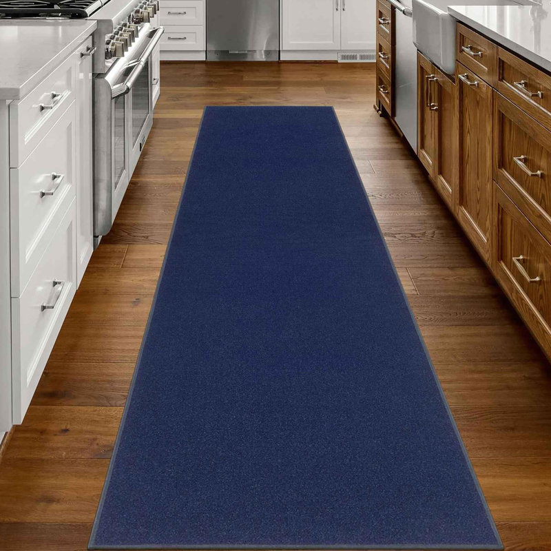 Ottohome Navy Runner Rug, Runner 2'7" x 9'10", Navy