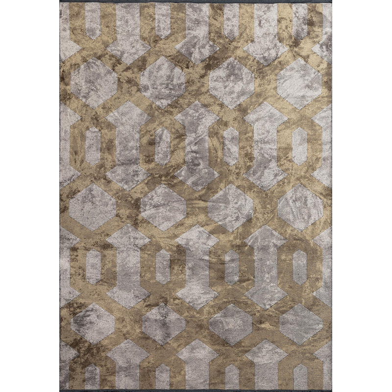 Transition Trellis Gray Brown Area Rug, Rectangle 9' x 12'