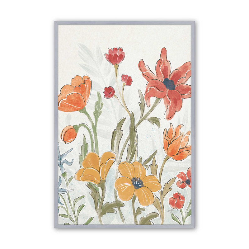 «Garden Melody In Bloom II», H 25,25 po x l 19,25 po, Cadre en chrome poli