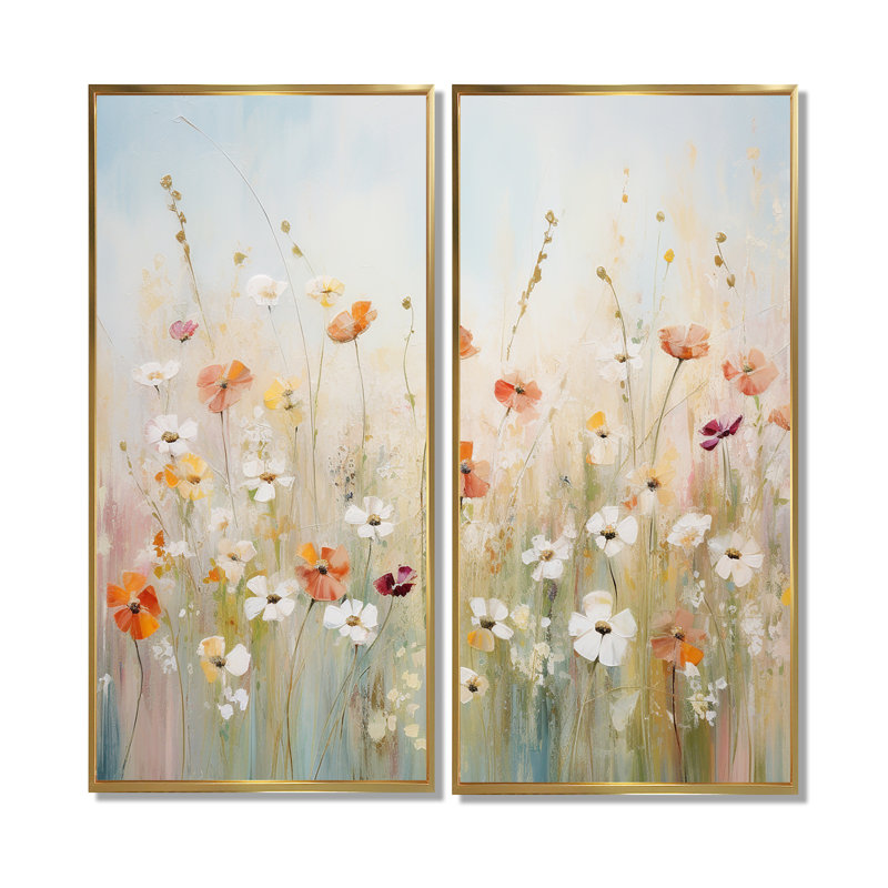 «Meadow Contemporary Wildflowers - Large Meadow», art mural, H 20 po x l 24 po, Reproduction encadrée sans passe-partout