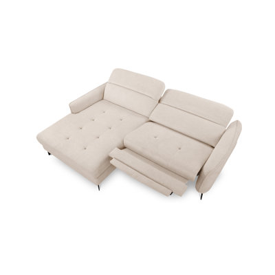 Morpeth Power Reclining Upholstered Corner Sofa in Chenille Fabric with Adjustable Headrests