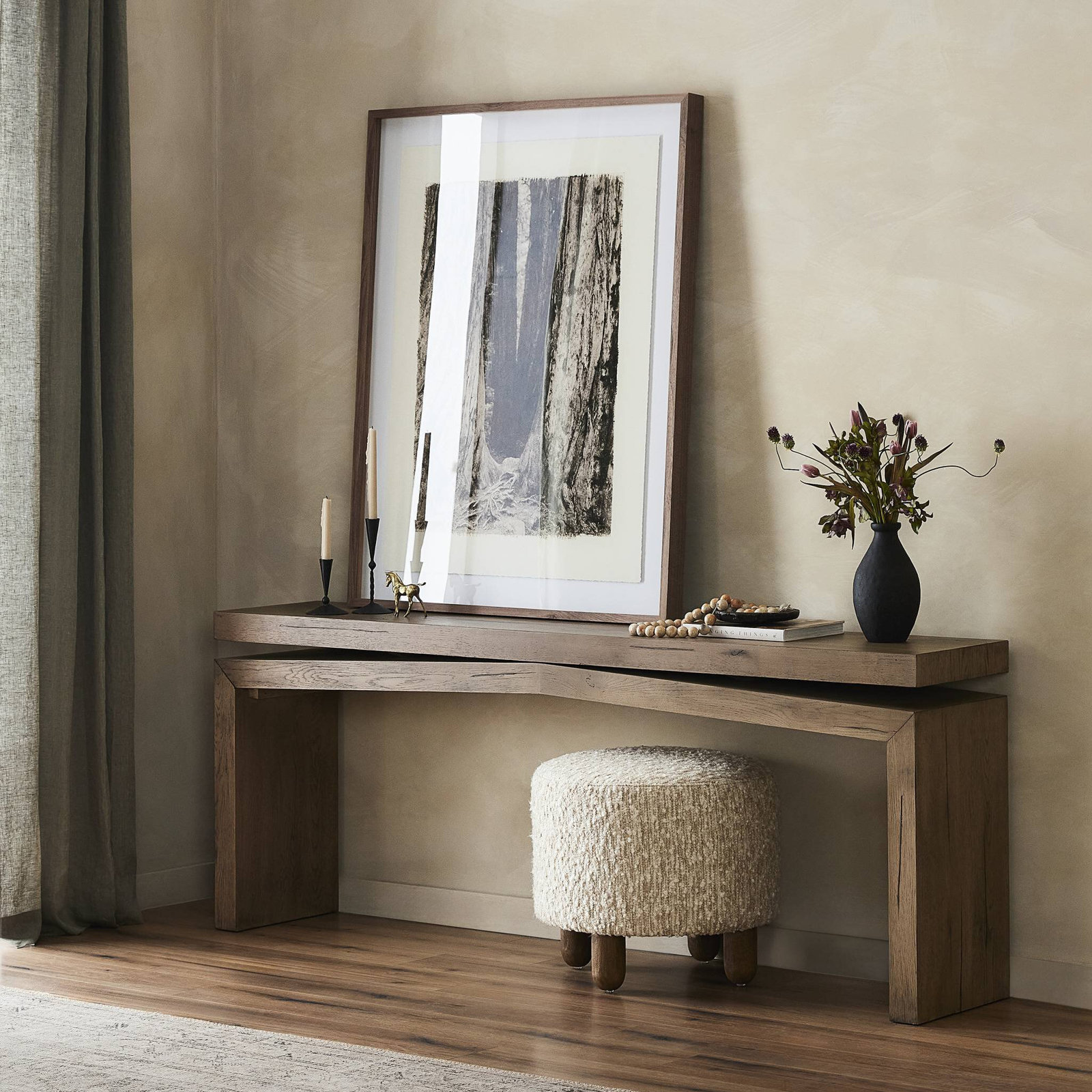 Henn Solid Wood Console Table, Rustic Gray, 30.75" H x 94" W x 15" D