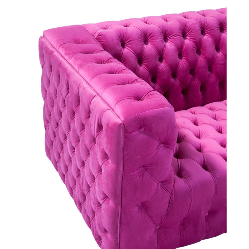 Canapé capitonné en velours 89,37 po Vicenza, Velours fuschia