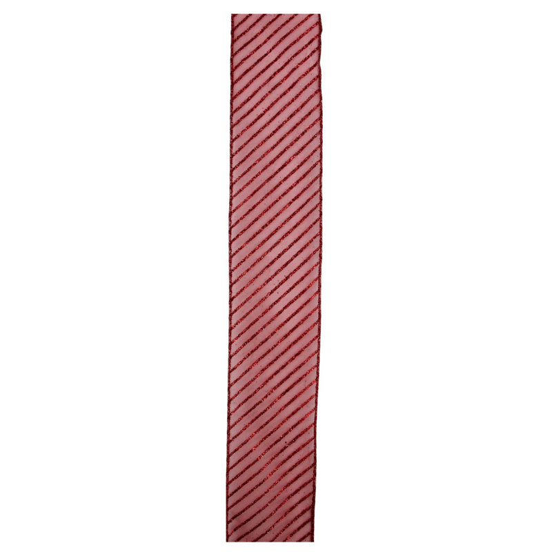 Bobines de ruban rayées pour fils de Noël 2,5 po x 120 pi, Rouge