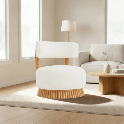 Chaise longue rembourrée Modern Boucle avec base en bois massif pour le salon, la chambre à coucher ou le bureau