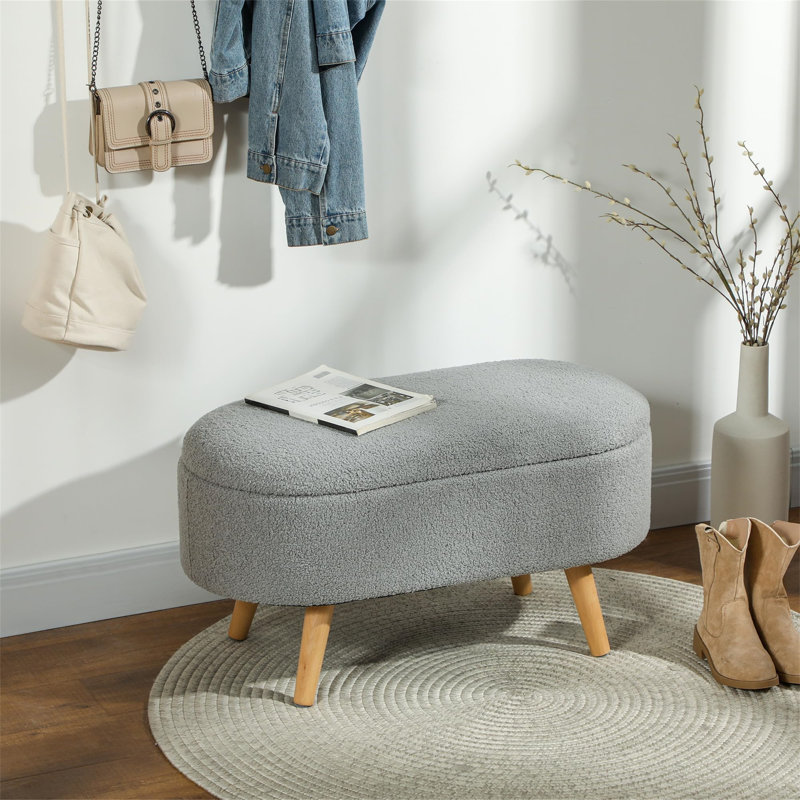 82cm Wide Footstool Ottoman, Grey