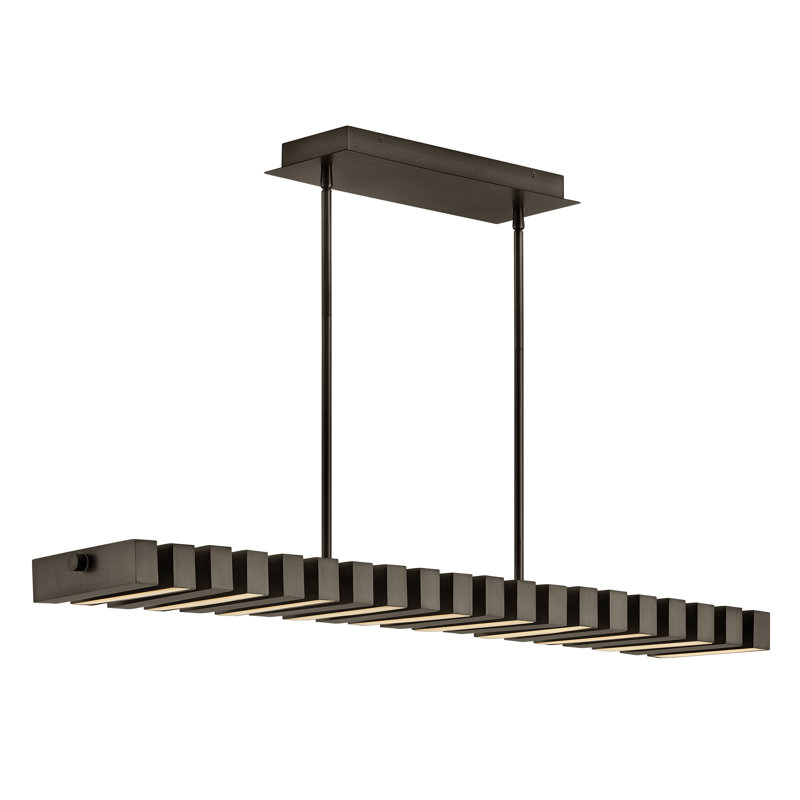1 - Light Kitchen Island Rectangle Chandelier, Painted Black Oxide