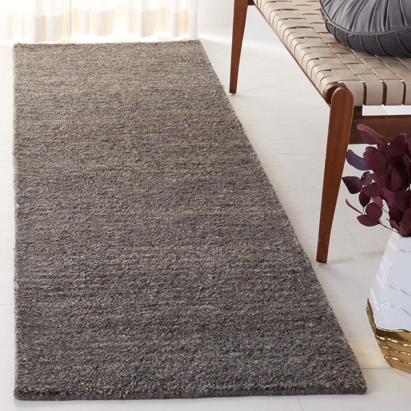 Misak Hand Tufted Wool/Cotton & Other Fiber Solid Color Rug in Gray, Runner 2'3" x 8'
